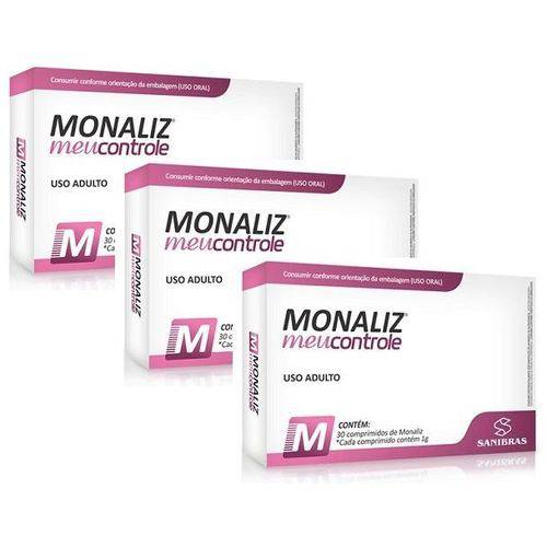 Kit 3 Unids Emagrecedor Monaliz - Meu Controle - 30 Comprimidos 1g - Sanibrás