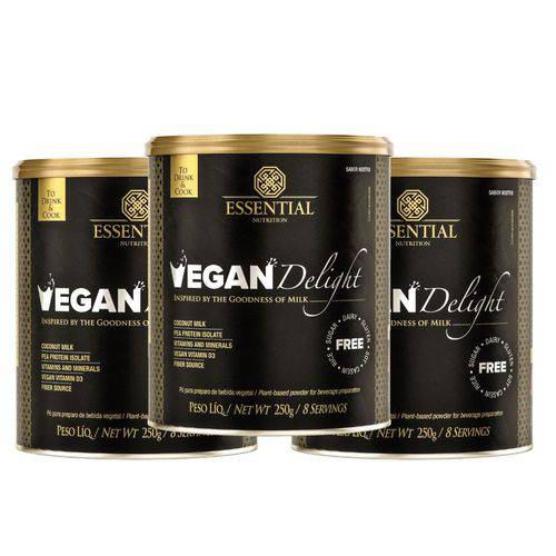 Kit 3 -Vegan Delight Leite Vegetal 250g Essential Nutrition