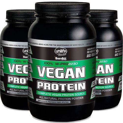Kit 3 Vegan Protein Chocolate 900g Proteína Vegetal Unilife