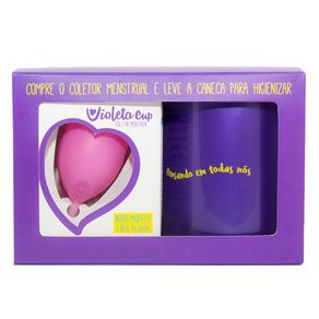 Kit Violeta Cup - Coletor Tipo B Rosa + Caneca Higienizador Kit