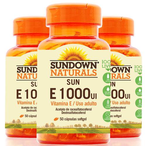 Kit 3 Vitamina e 1000 Ui Sundown 50 Cápsulas