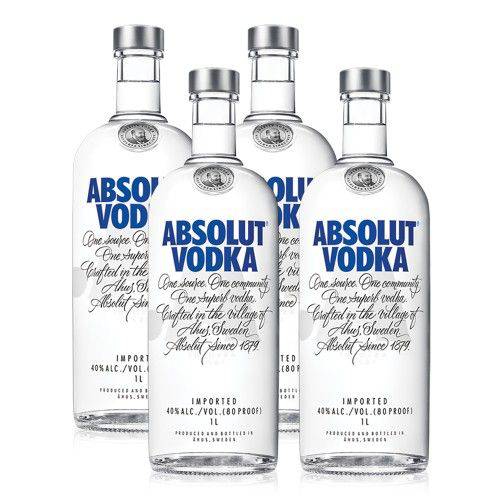 Kit Vodka Absolut Original 1l - 4 Unidades