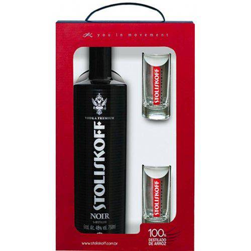Kit Vodka Premium Noir + 2 Copos - Stoliskoff