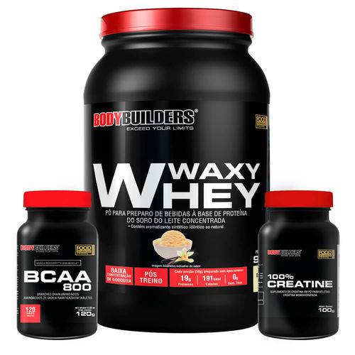 Kit Waxy Whey Protein 900g + Bcaa + Creatina – Bodybuilders