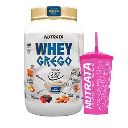 Kit Whey Grego 900g Natural + Copo Pink - Nutrata