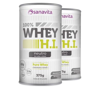 Kit 2 Whey Protein 100% H.I Sanavita Neutro 375g