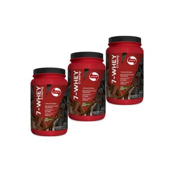 Kit 3 Whey Protein 7-whey Vitafor Chocolate Belga 900g