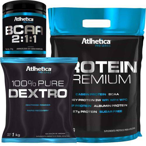 Kit Whey Protein Premium + Dextrose + Bcaa 2:1:1 Atlhetica