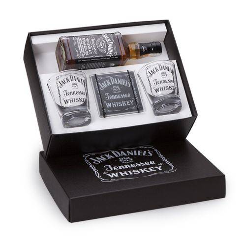 Kit Whisky Jack Daniel's 375ml + 2 Copos Personalizados + 2 Porta Copos (SQ14804)