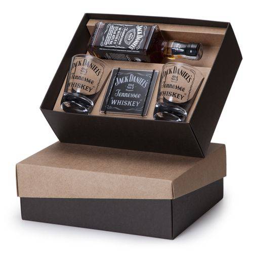 Kit Whisky Jack Daniel's 375ml + 2 Copos Personalizados + 2 Porta Copos (SQ14804K)