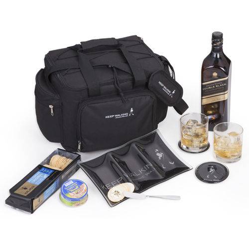 Kit Whisky Johnnie Walker Black Label Litro + Kalassi 100gr + Patê + 2 Copos + 2 Porta Copos + Petisqueira + Espatula e Bolsa (SQ14214)