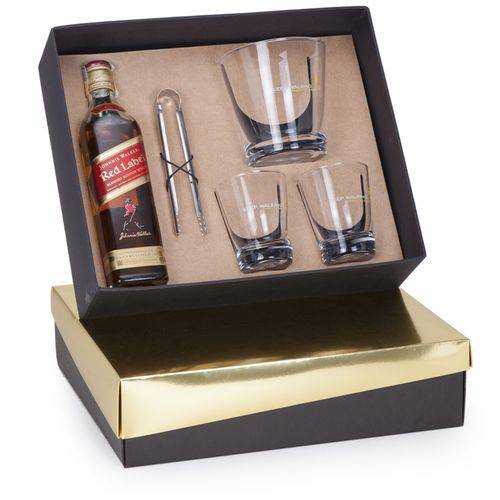 Kit Whisky Johnnie Walker Red Label 500ml + Balde + Pinça e 2 Copos