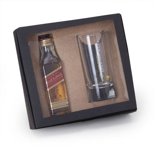 Kit Whisky Johnnie Walker Red Label 50ml + Copo 75ml