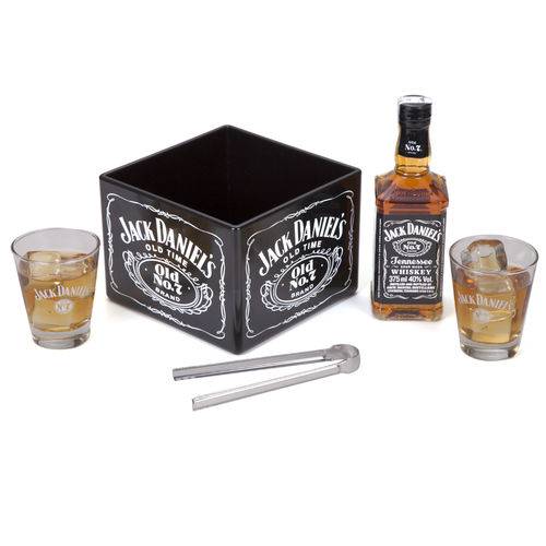 Kit Whsiky Jack Daniel's 375ml + Porta Gelo Pinça e 2 Copos