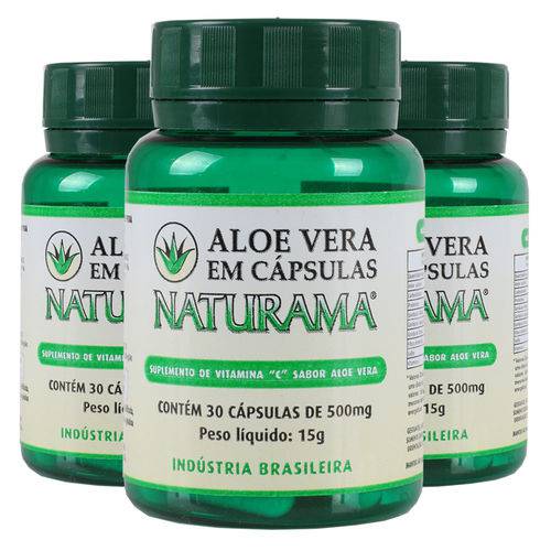Kit 3x Aloe Vera (babosa) Orgânica 500mg 30 Cápsulas - Naturama