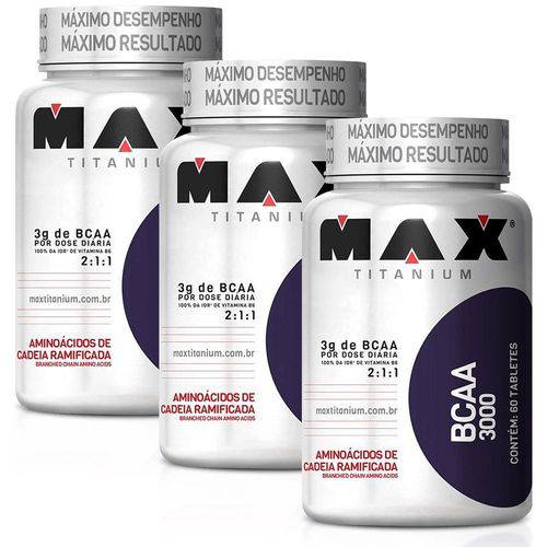 Kit 3x Bcaa 3000 - Max Titanium - 60 Tabletes - Aminoácido