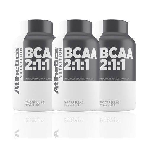 Kit 3x Bcaa 2:1:1 = 360 Capsulas - Athletica Nutrition