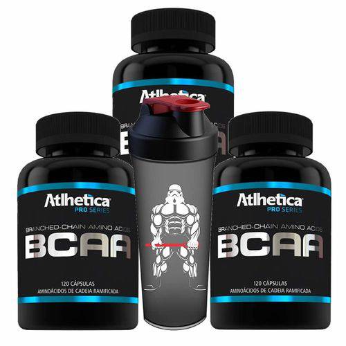Kit 3x Bcaa Aminoacido Pro Series 360 Capsulas + Coqueteleira Atlhetica Nutrition