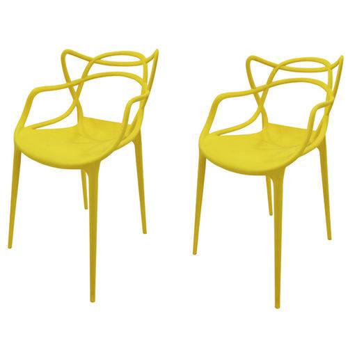 Kit 2x Cadeira Design Alegra Master Philippe Starck Amarela Polipropileno Cozinhas Aviv Fratini
