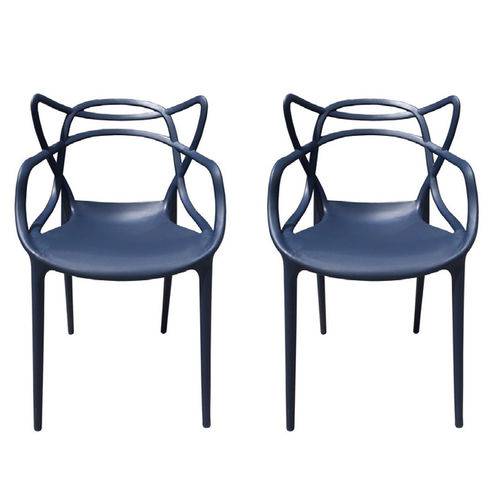 Kit 2x Cadeira Design Alegra Master Philippe Starck Azul Marinho Polipropileno Cozinhas Aviv Fratini