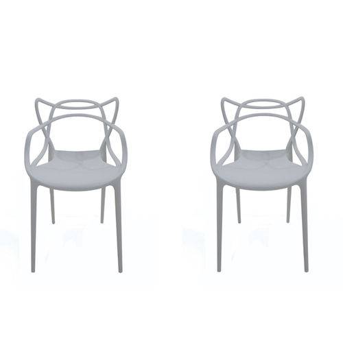 Kit 2x Cadeira Design Alegra Master Philippe Starck Cinza Claro Polipropileno Cozinhas Aviv Fratini