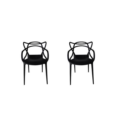 Kit 2x Cadeira Design Alegra Master Philippe Starck Preta Polipropileno Cozinhas Aviv Fratini