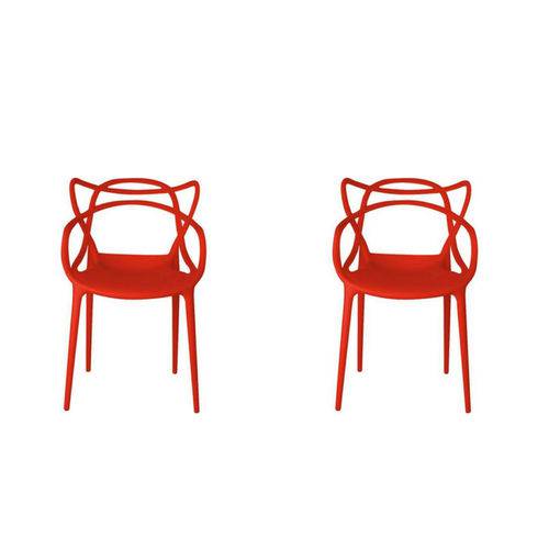 Kit 2x Cadeira Design Alegra Master Philippe Starck Vermelha Polipropileno Cozinhas Aviv Fratini