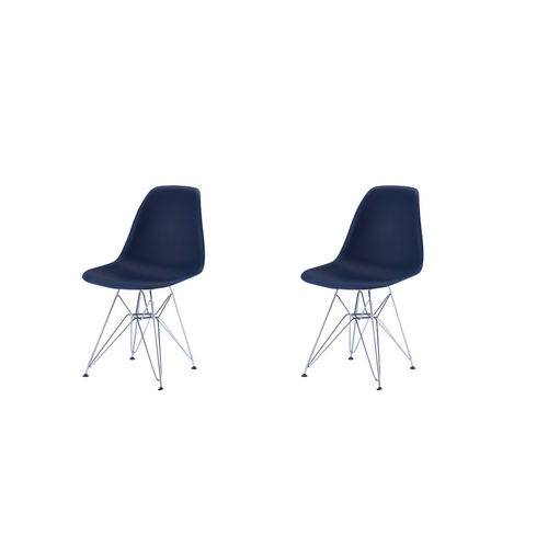 Kit 2x Cadeira Design Eames Eiffel Dar Ray Pes Ferro Salas Florida Amarela Assento Polipropileno Fratini