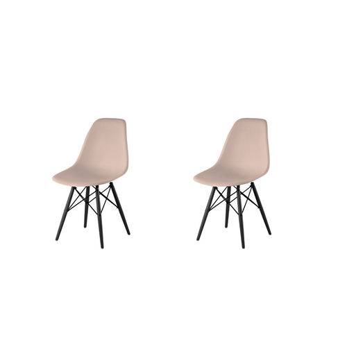 Kit 2x Cadeira Design Eames Eiffel Dar Ray Pes Madeira Salas Florida Fendi Assento Polipropileno Fratini