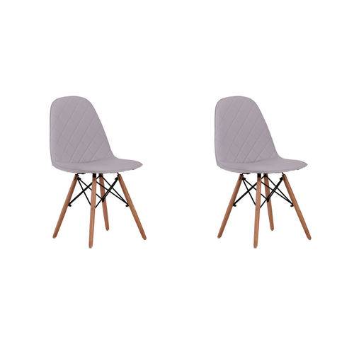 Kit 2x Cadeira Design Eames Eiffel Dar Ray Pes Madeira Salas Gelo Assento Couro Nice Fratini