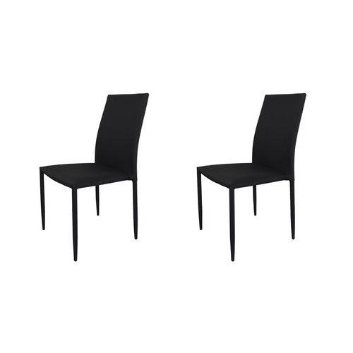 Kit 2x Cadeira Design Quadrada Preto Grafite Assento Tecido Moderna Cozinhas Salas Miami Fratini