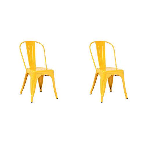 Kit 2x Cadeira Design Tolix Iron Francesinha Xavier Pauchard Amarelo Cozinhas Berlin Fratini