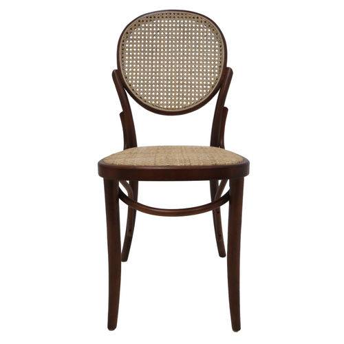 Kit 2x Cadeira Madeira Vergada Escuro Encosto Oval Assento Palha Trançada Panama Trendhouse