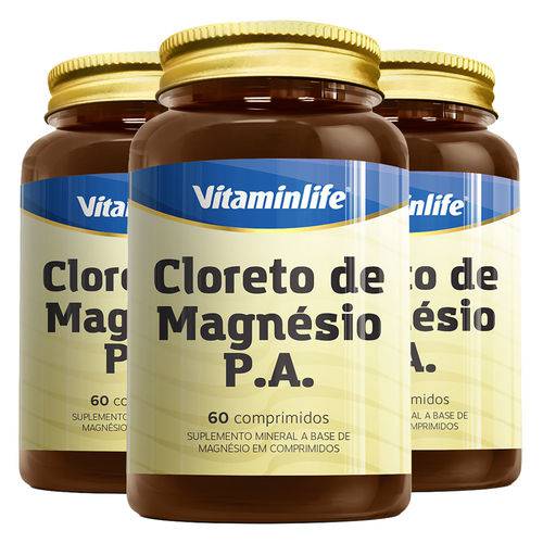 Kit 3x Cloreto de Magnésio P.A. 60 Comprimidos - Vitaminlife