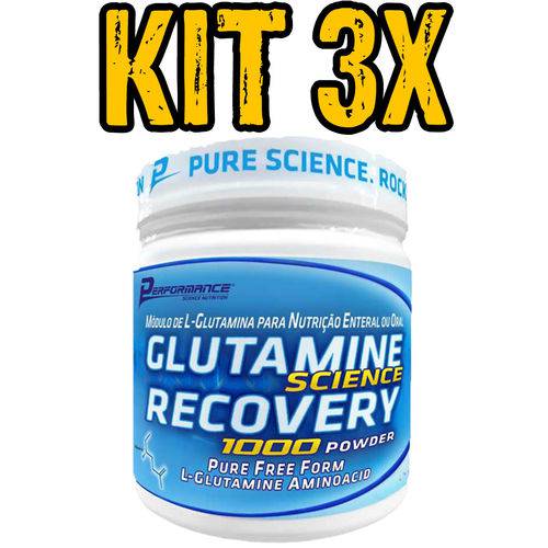 Kit 3x Glutamina Recovery 300g Performance