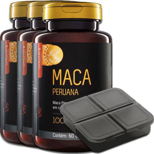 Kit 3x Maca Peruana 60 Cápsulas Upnutri + Porta Comprimidos