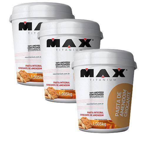 Kit 3x Pasta de Amendoim Crocante - 1005kg - Max Titanium