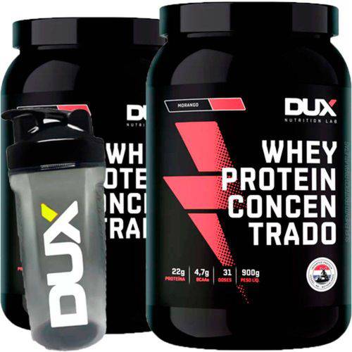 Kit 2x Whey Protein Concentrado 900g + Shaker - Dux