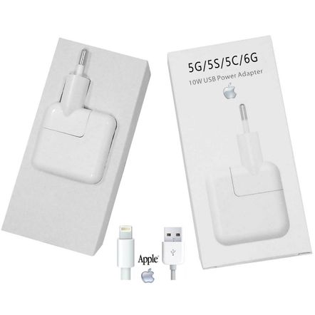 Kit 2x1 Carregador Parede e Cabo USB Lightning para Apple Iphone IPhone 5 / 5S / 5C / 6 6Plus e IPad Air / Mini