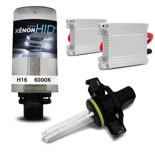 Kit Xênon Completo H16 6000K 35W 12V Lâmpada Extremamente Branca e Reator Função Anti Flicker