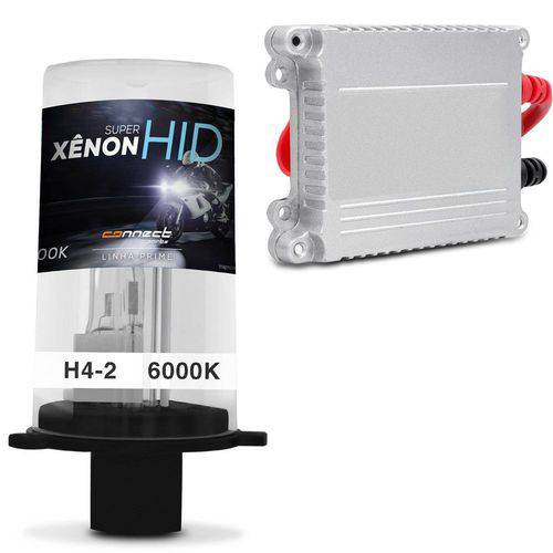 Kit Xênon Moto Completo H4-2 6000K 35W 12V Lâmpada Extremamente Branca e Reator Função Anti Flicker
