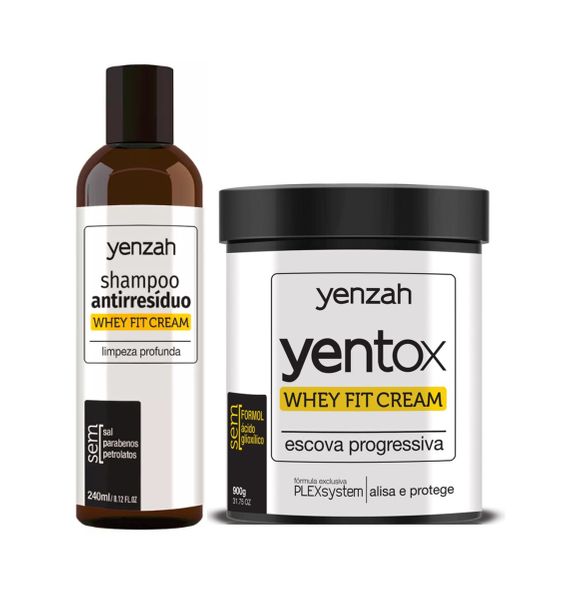 Kit Yenzah Yentox: Shampoo Antirresíduos + Escova Progressiva