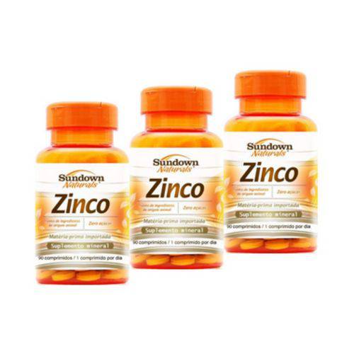 Kit 3 Zinco 7mg Sundown 90 Comprimidos