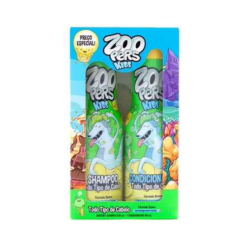 Kit Zoopers Kids Shampoo + Condicionador para Todos os Tipos de Cabelos