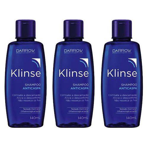 Klinse Shampoo Anticaspa Darrow 140 Ml - Kit 03 Unidades