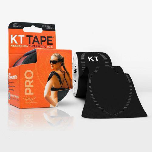 KT Tape Pro 20 Tiras Sintética Pre Cortadas Preto