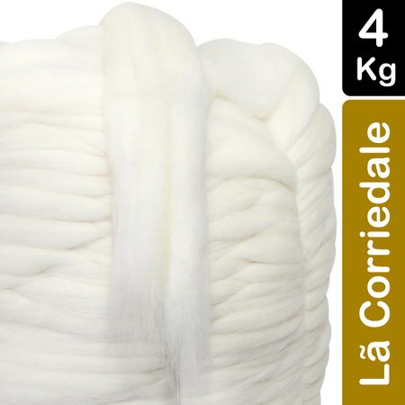 Lã Corriedale para Tricô Gigante Branca - 4Kg