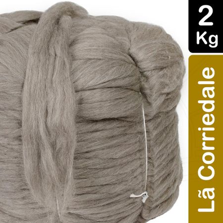 Lã Corriedale para Tricô Gigante Cinza - 2Kg