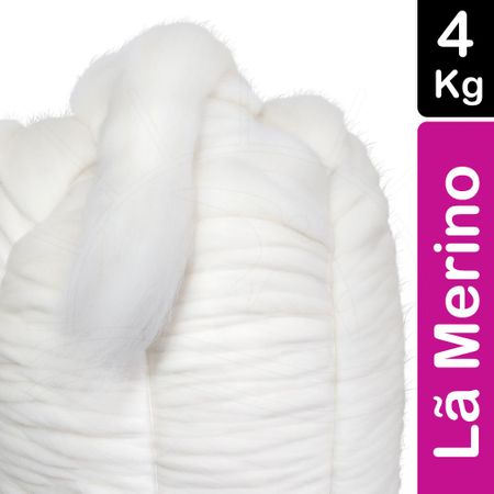 Lã Merino Natural para Tricô Gigante - 4Kg