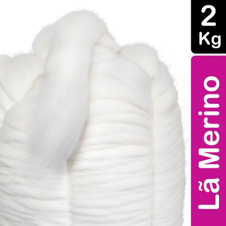 Lã Merino Natural para Tricô Gigante - 2Kg